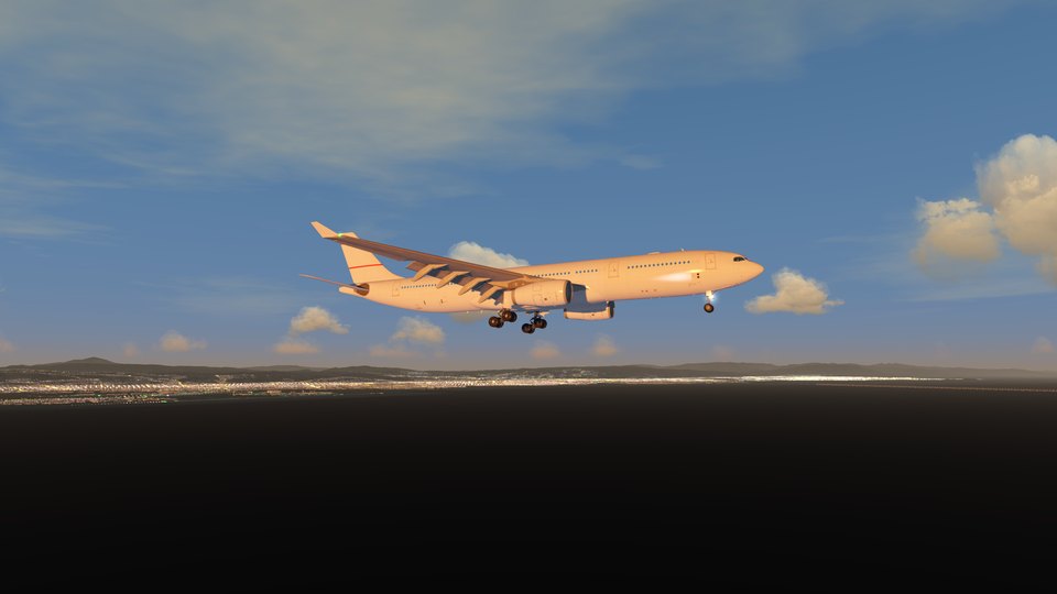 On approach above the city lights